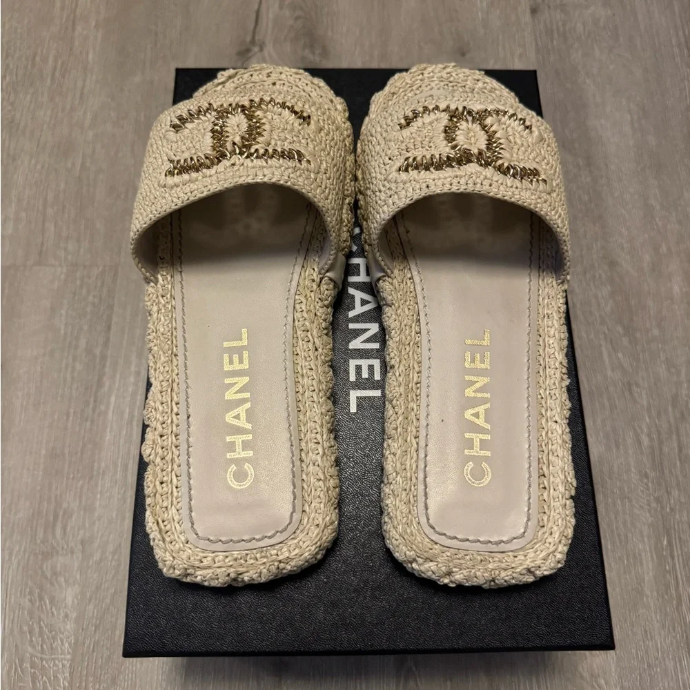 Chanel Beige Crochet Mules - Picture 5 of 8